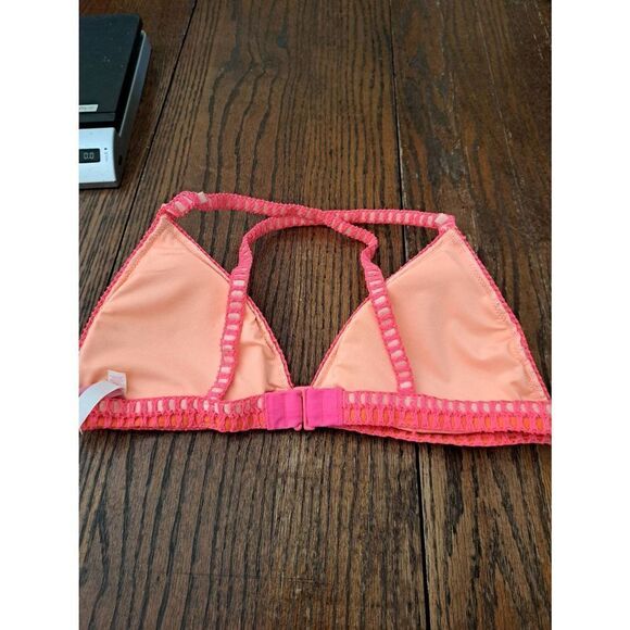 Large Victoria Secret Knit Ribbon Criss Cross Strap Push Up Bikini Swim Top - Picture 3 of 5